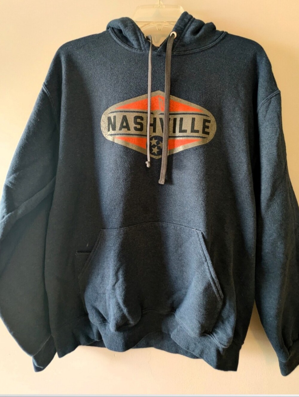 Nashville Graphic Navy Hooded Sweatshirt W/ Front Pouch Sz. M